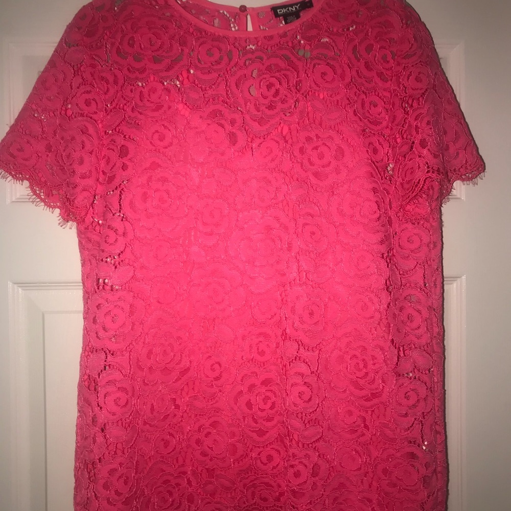 DKNY lace pink blouse